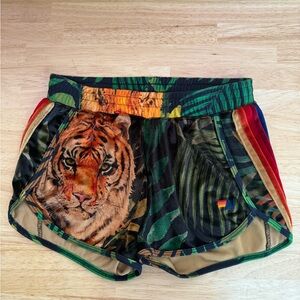 Aviator Nation Multicolor Tiger Print Athletic Shorts